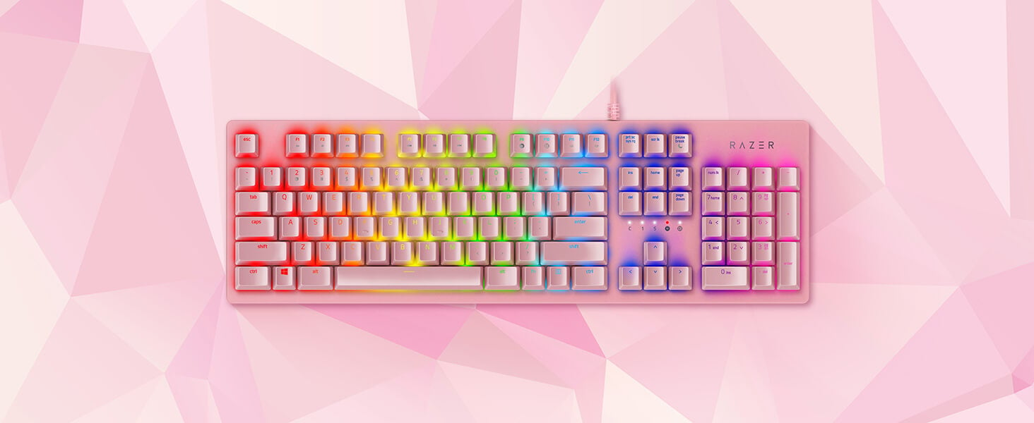 Gaming-Tastatur: Rosé-farbenes Keyboard aus der Razer Quartz Collection