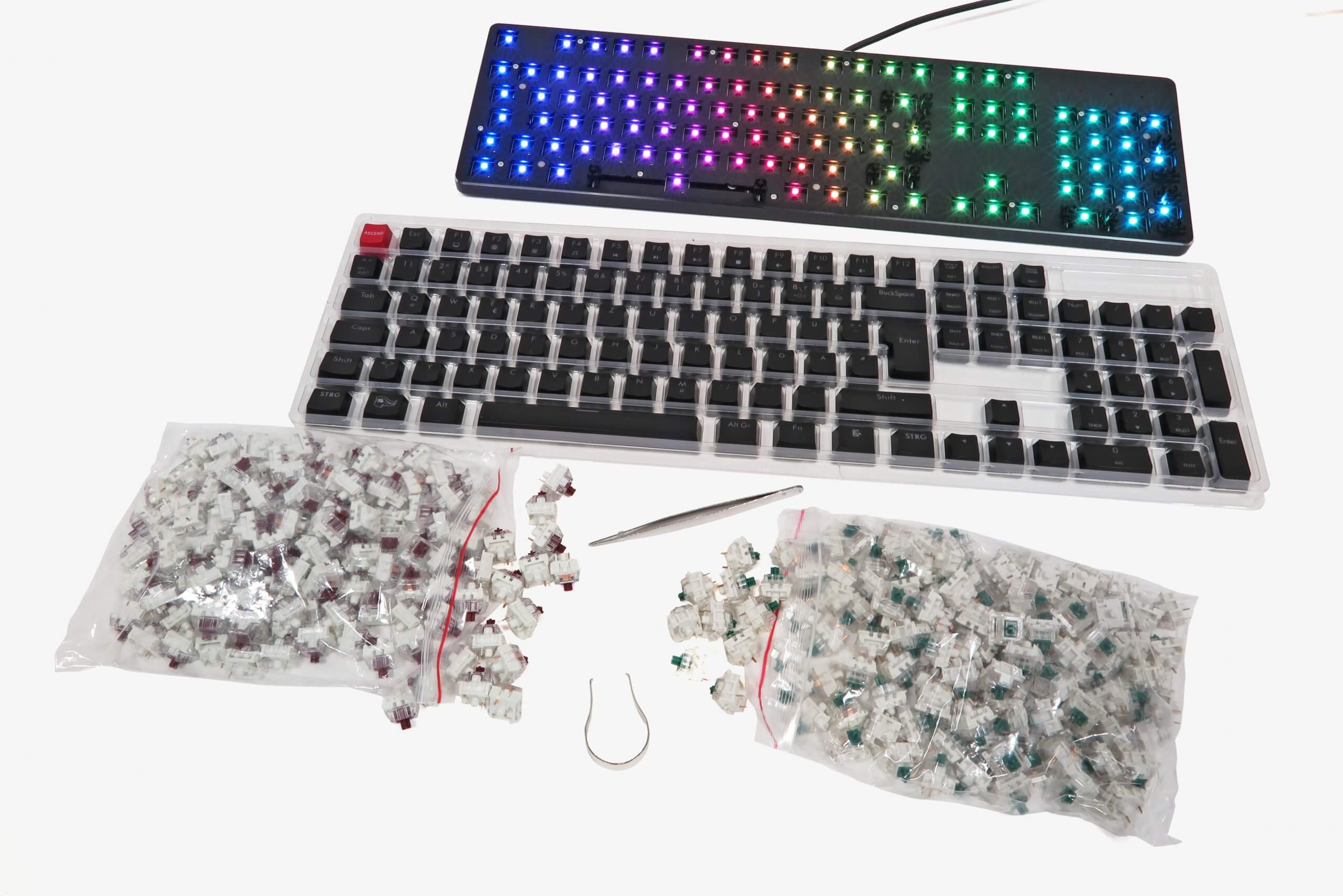 Gaming-Tastatur: Einzelteile eines Keyboards zum selbst zusammenbauen