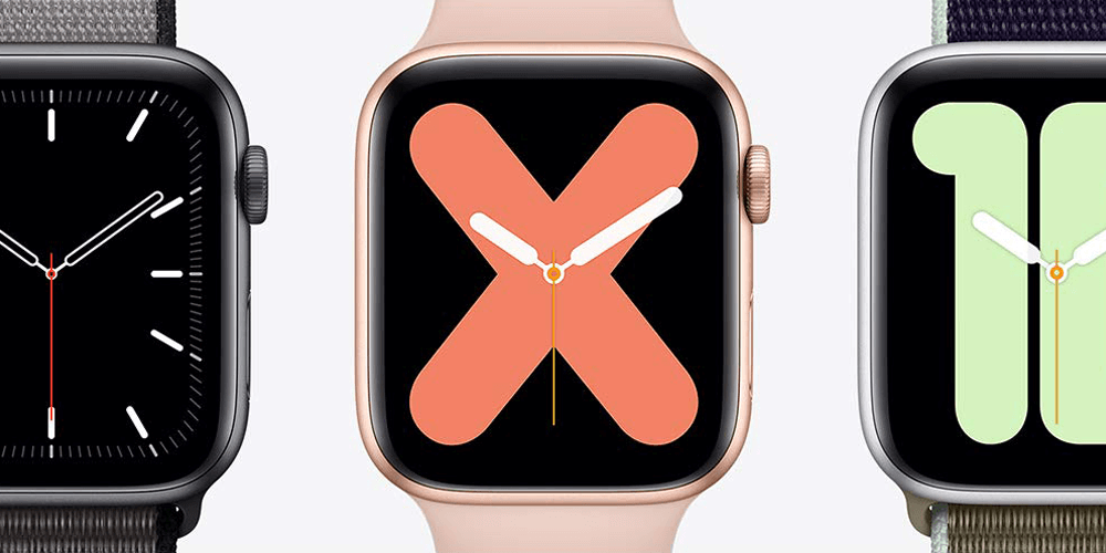 Die Smartwatch Apple Watch Series 5 in drei verschiedenen farblichen Variationen