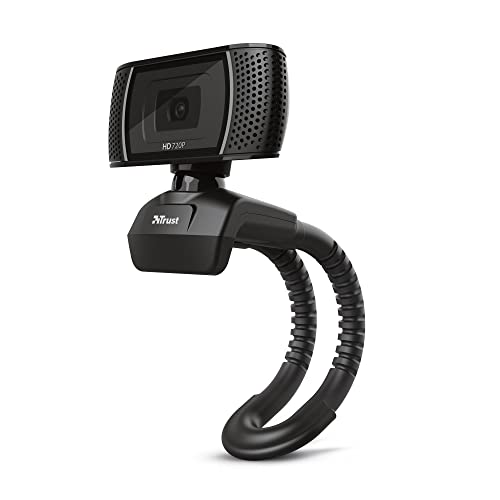 Trust Trino HD Webcam mit Mikrofon, 1280 x 720, 30 FPS, PC Kamera mit Flexibler Ständer und Automatischer Weißabgleich, Videokamera für Video, Chat, Skype, Laptop, Desktop, Computer, Mac – Schwarz-1
