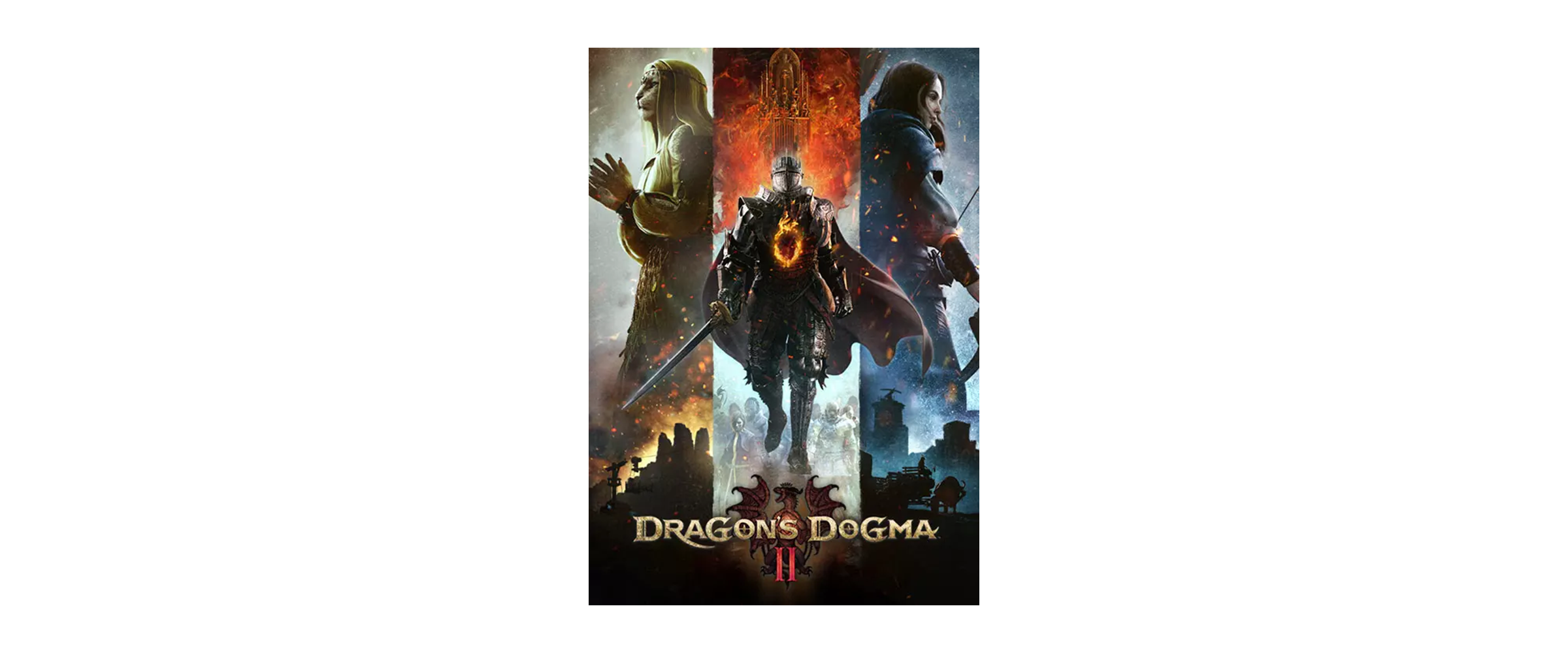 Das Titelbild von Dragon's Dogma 2 vor weißem Hintergrund.